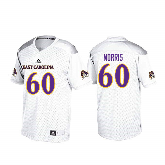 Men #60 Elijah Morris ECU Pirates College Football Jerseys Sale-White